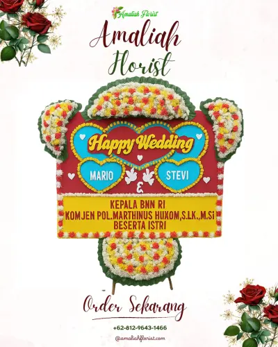 Karangan Papan Bunga Pernikahan di Warung Muncang